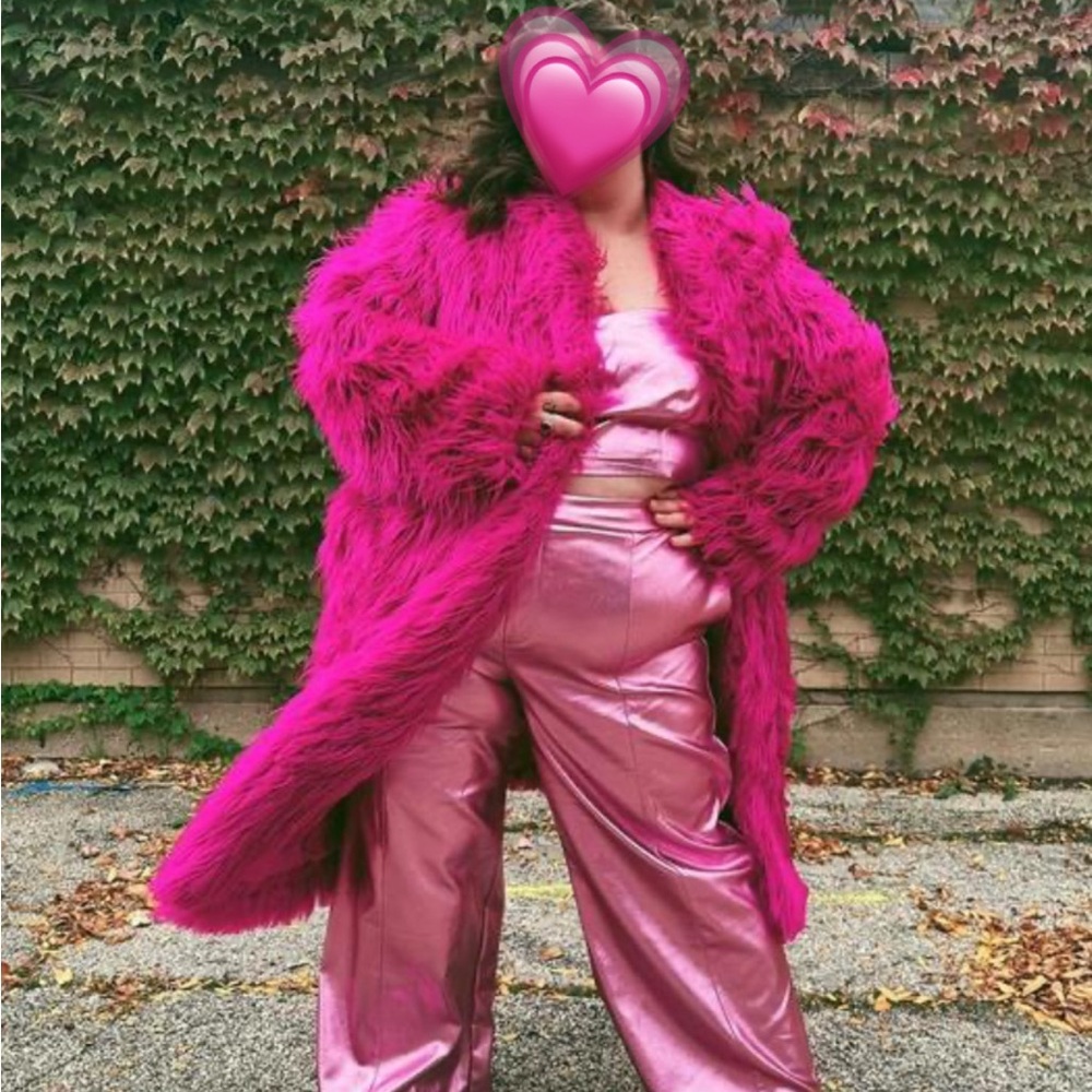 Eloquii Pink Teddy Jacket Plush Oversized Style
